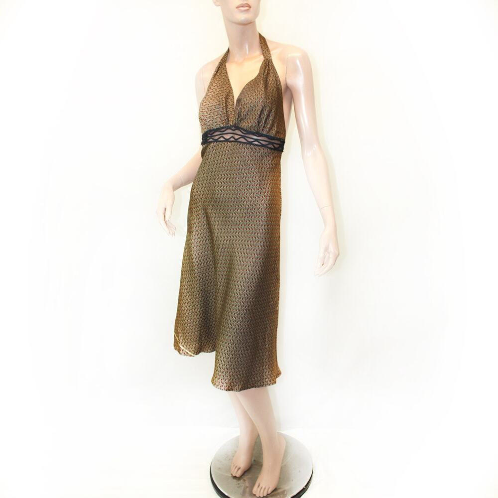Kablan Los Angeles designer boutique 100% Silk halter dress Size 8 Made in USA